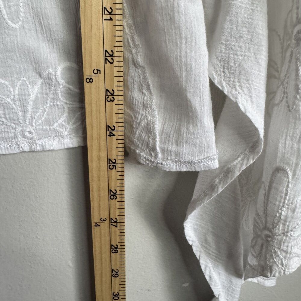 Boho Embroidered Cotton Open Front Cardigan Floral Top XXL White Cottagecore - Picture 7 of 12